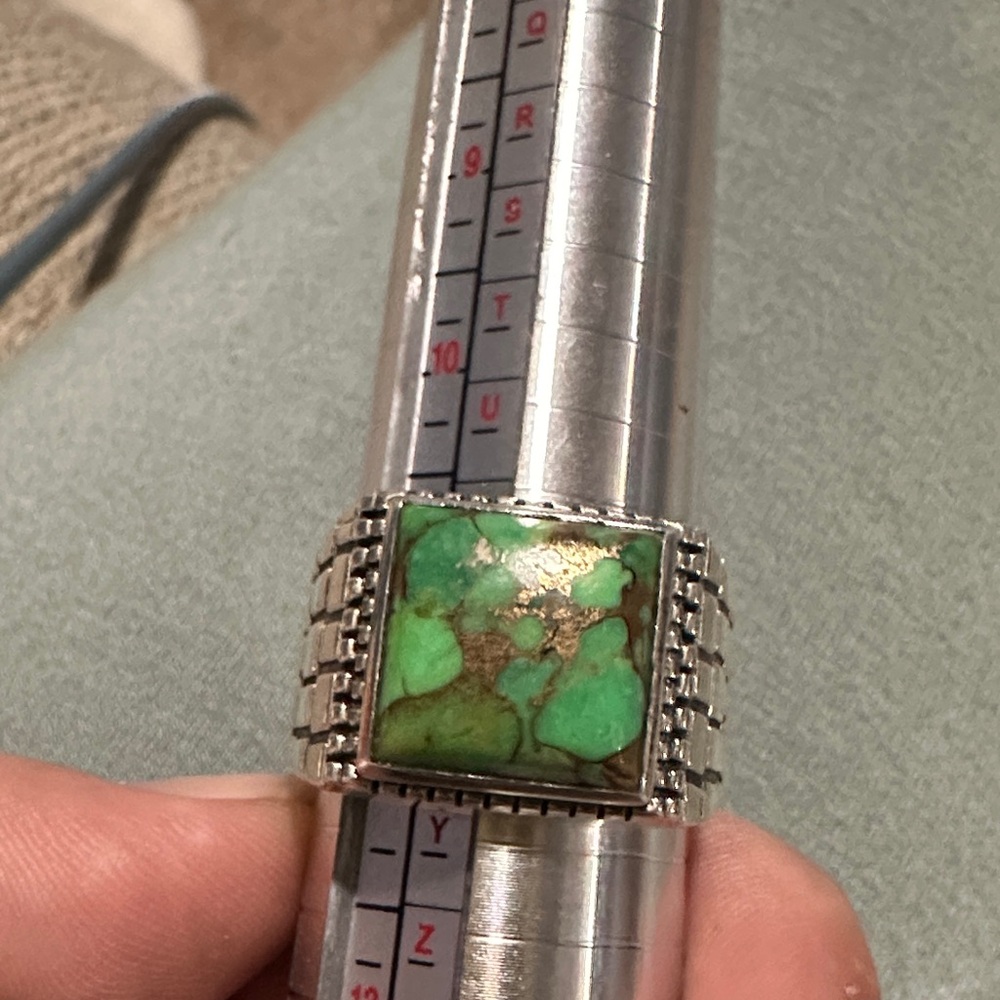 925 Green Turquoise With Sonoran Gold Ring